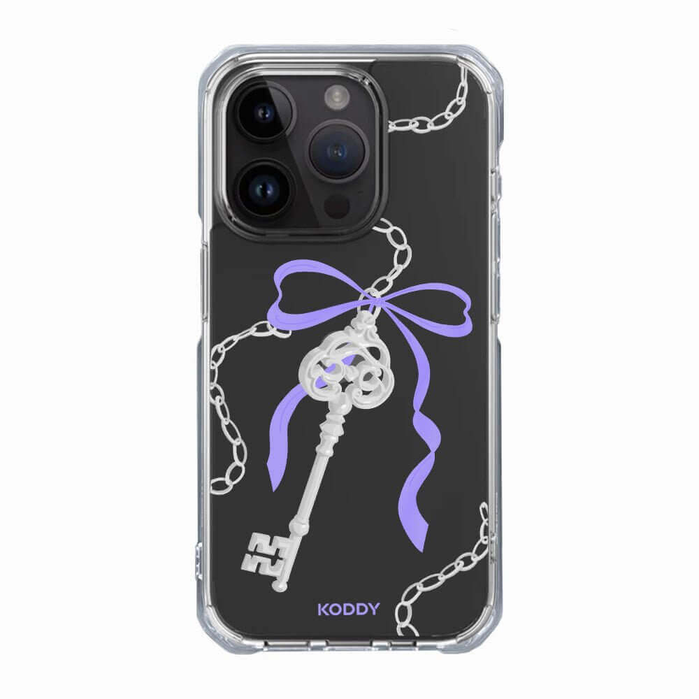 Antique Silver Purple Ribbon Key Phone Case